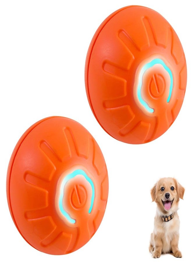 Qpets® Small Dog Ball with Glowing LED Lights, Non-Toxic TPE Rubber Puppy Chew Toys, Washable Pet Toy Ball One Hour Playtime for Anti-Boredom & Stress Relief (2Pcs, Orange) - Image 1